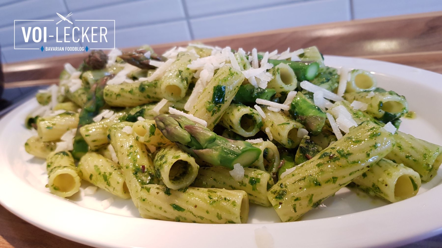 Rigatoni mit grünem Spargel – mit Grundrezept für Bärlauchpesto